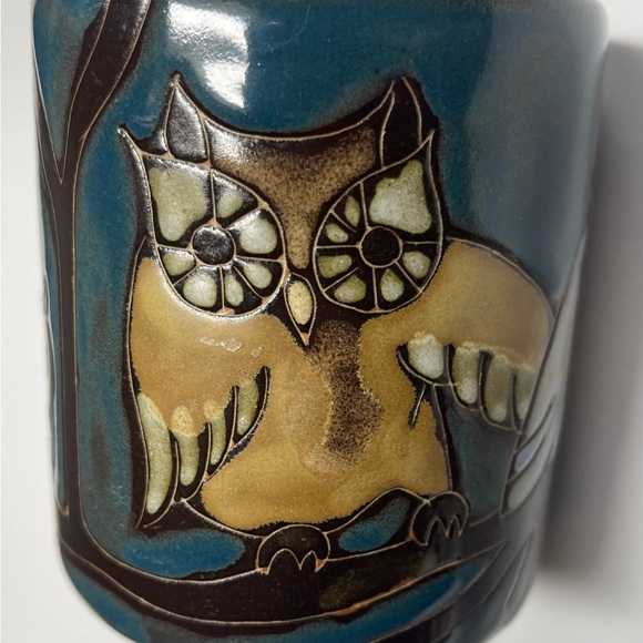 Mara Handmade Whimsical Owls Mug - Teal and Brown - Picture 3 of 8